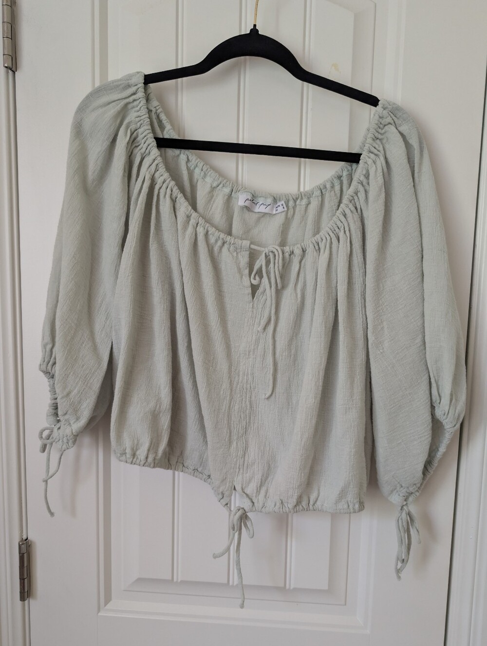 Sage Green Cotton Boho Blouse